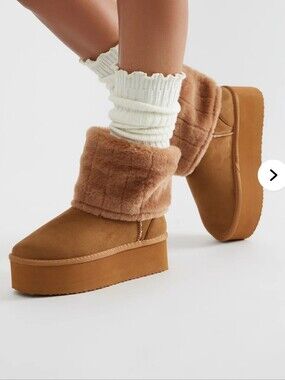 Platform Booties - Camel